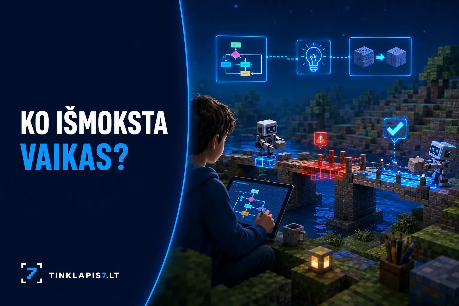 Ko vaikas išmoksta programuodamas Minecraft